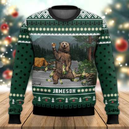jameson bear ugly christmas sweater 1 Jameson Bear Ugly Christmas Sweater - Image 1