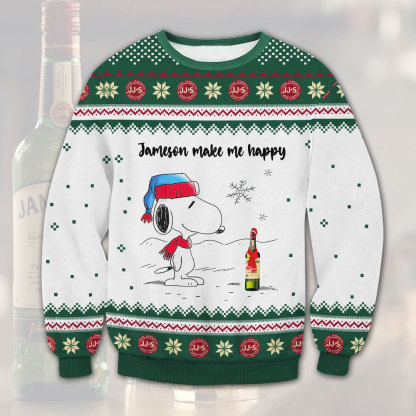 jameson cute doggy make happy ugly christmas sweater 1 Jameson Cute Doggy Make Happy Ugly Christmas Sweater - Image 1