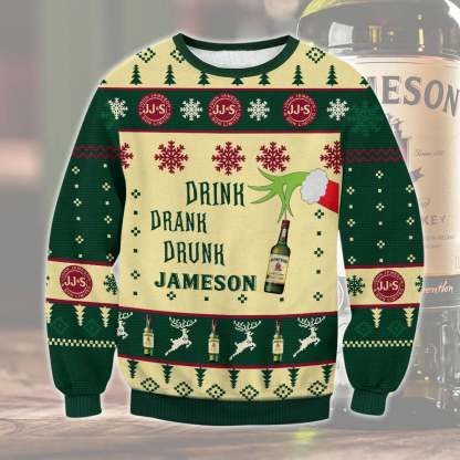 jameson drink drank drunk ugly christmas sweater holiday gift 1 Jameson Drink Drank Drunk Ugly Christmas Sweater Holiday Gift - Image 1