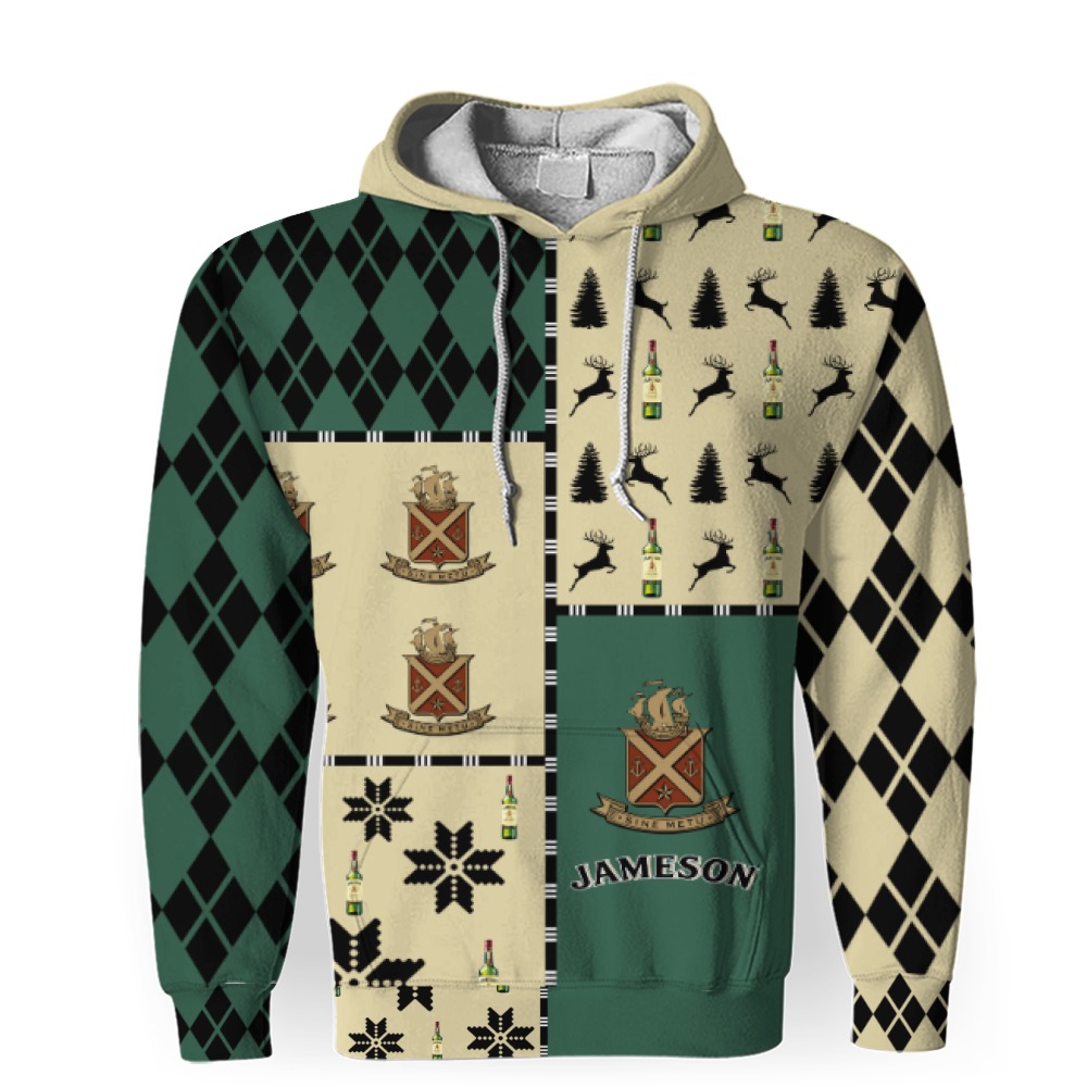 jameson merry christmas and 3d unisex hoodie 1 Jameson Merry Christmas And -3D Unisex Hoodie - Image 1