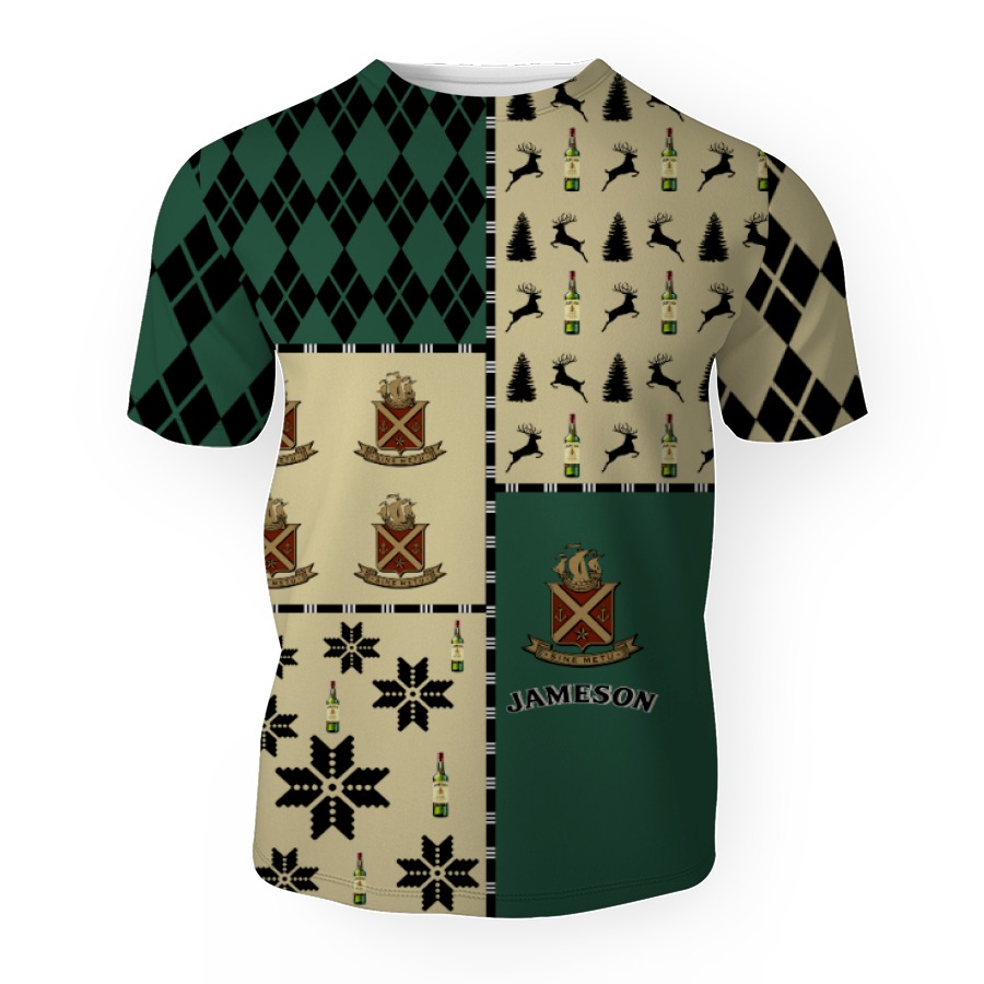 jameson merry christmas and 3d unisex t shirt 1 Jameson Merry Christmas And -3D Unisex T-Shirt - Image 1