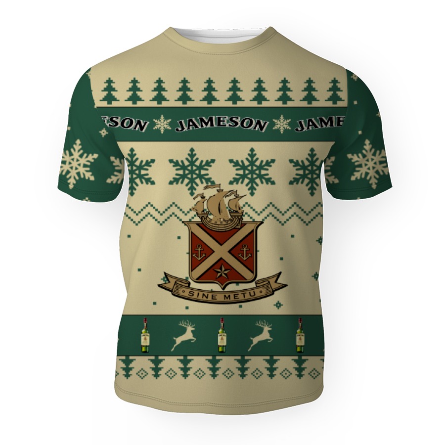 jameson merry christmas unisex gift fan 3d unisex t shirt 1 Jameson Merry Christmas Unisex Gift Fan-3D Unisex T-Shirt - Image 1
