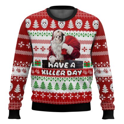jason voorhees ugly christmas sweater present 1 Jason Voorhees Ugly Christmas Sweater Present - Image 1