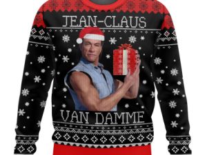 Jean Claus Van Damme Ugly Christmas Sweater - Image 1