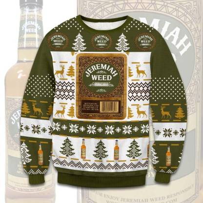 jeremiah weed bourbon ugly christmas sweater 1 Jeremiah Weed Bourbon Ugly Christmas Sweater - Image 1