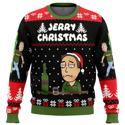 jerry christmas rick and morty ugly christmas sweater 1 Jerry Christmas Rick And Morty Ugly Christmas Sweater - Image 1