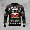 Jesus Christ Shiba Inu Peace On Earth Ugly Christmas Sweater - Image 1