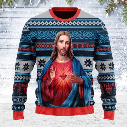jesus christ ugly christmas sweater 1 Jesus Christ Ugly Christmas Sweater - Image 1