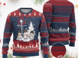 Jesus Christian Ugly Christmas Sweater Faith Hope Love Snowman Dandelion Xmas - Image 1