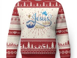 Jesus Is The Reason For The Season Ugly Christmas Sweater Nativity Scene Funny - Image 1