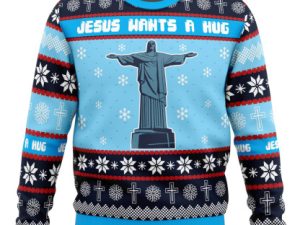 Jesus Wants A Hug Hellsing Ugly Christmas Sweater - Image 1
