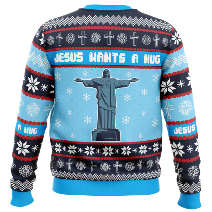 jesus wants a hug hellsing ugly christmas sweater 2 Jesus Wants A Hug Hellsing Ugly Christmas Sweater - Image 2
