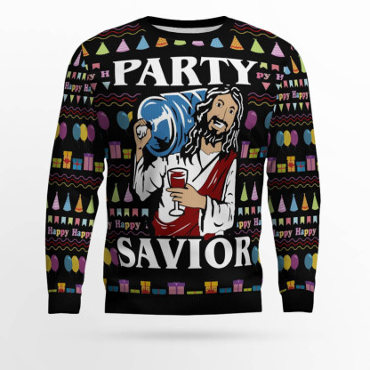 jesuss party ugly christmas sweater 1 Jesuss Party Ugly Christmas Sweater - Image 1