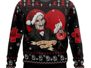 Jigsaw Horror Ugly Christmas Sweater - Image 1