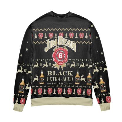 jim beam black extra aged bourbon reindeer pattern ugly christmas sweater 2 Jim Beam Black Extra Aged Bourbon Reindeer Pattern Ugly Christmas Sweater - Image 2