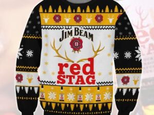 Jim Beam Red Stag Whiskey Ugly Christmas Sweater - Image 1