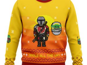 Jingle All The Way Mandalorian Ugly Christmas Sweater - Image 1