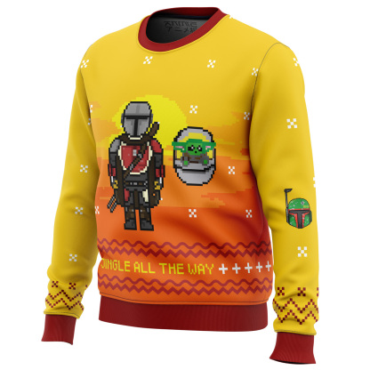 jingle all the way mandalorian ugly christmas sweater 2 Jingle All The Way Mandalorian Ugly Christmas Sweater - Image 2