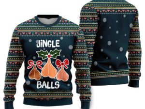 Jingle Balls Merry Christmas Funny Ugly Christmas Sweater - Image 1