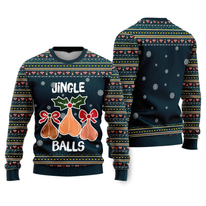 jingle balls merry christmas funny ugly christmas sweater 1 Jingle Balls Merry Christmas Funny Ugly Christmas Sweater - Image 1