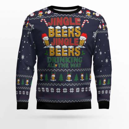 jingle beers drinking all the ways ugly christmas sweater 1 Jingle Beers Drinking All The Ways Ugly Christmas Sweater - Image 1