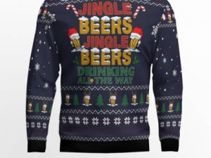 Jingle Beers Drinking All The Ways Ugly Christmas Sweater Holiday Gift - Image 1