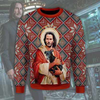 john wick funny ugly christmas sweater 1 John Wick Funny Ugly Christmas Sweater - Image 1