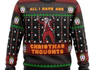 Joker All I Have Are Xmas Thoughts Ugly Christmas Sweater - Image 1