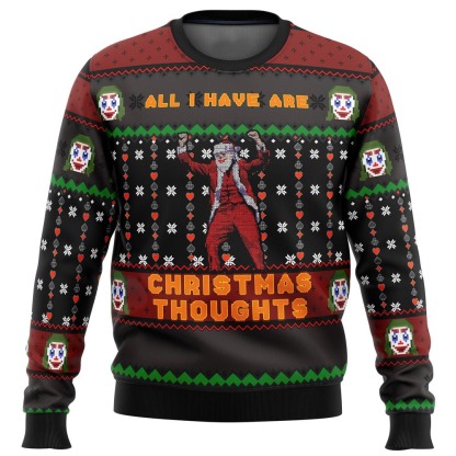 joker all i have are xmas thoughts ugly christmas sweater 1 Joker All I Have Are Xmas Thoughts Ugly Christmas Sweater - Image 1