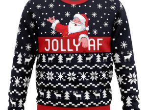 Jolly Af Santa Claus Ugly Christmas Sweater - Image 1