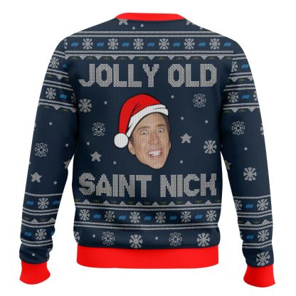 jolly old saint nick nicolas cage ugly christmas sweater 2 Jolly Old Saint Nick Nicolas Cage Ugly Christmas Sweater - Image 2