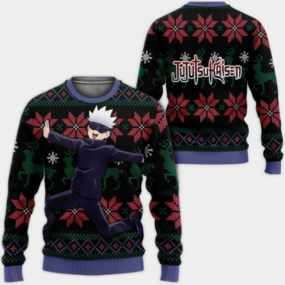 jujutsu kaisen satoru gojo funny custom ugly christmas sweater 1 Jujutsu Kaisen Satoru Gojo Funny Custom Ugly Christmas Sweater - Image 1