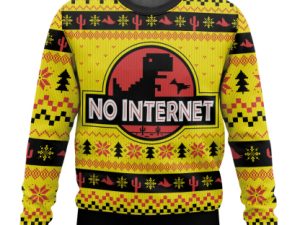 Jurassic Park No Internet Ugly Christmas Sweater - Image 1