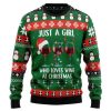Just A Girl Love Wine Womens Ugly Christmas Sweater - Image 1
