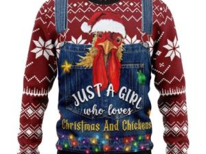 Just A Girl Who Loves Chickens Ugly Christmas Sweater - Image 1