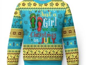 Just A Girl Who Loves Xmas In July Ugly Christmas Sweater - Image 1