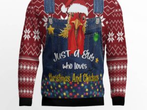Just A Guy Who Loves Christmas And Chickens Ugly Christmas Sweater - Image 1