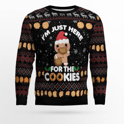 just here for the cookies ugly christmas sweater 1 Just Here For The Cookies Ugly Christmas Sweater - Image 1