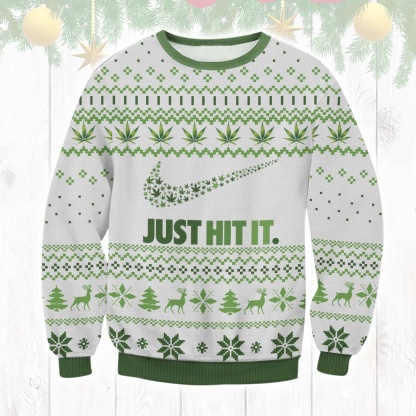 just hit it ugly christmas sweater 1 Just Hit It Ugly Christmas Sweater - Image 1