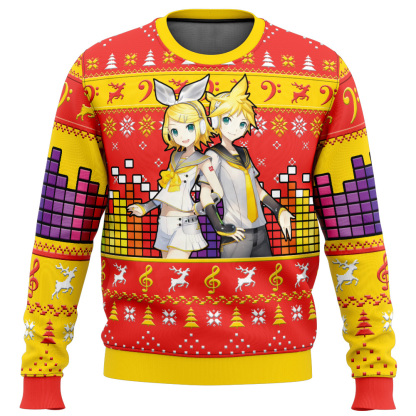 kagamine rin len ugly christmas sweater 1 Kagamine Rin Len Ugly Christmas Sweater - Image 1