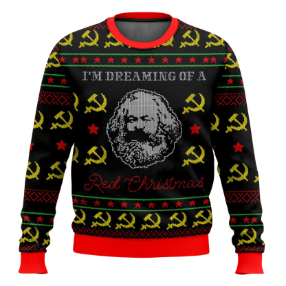 karl marx im dreaming of a red ugly christmas sweater 1 Karl Marx Im Dreaming Of A Red Ugly Christmas Sweater - Image 1