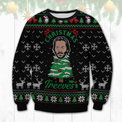 keanu reeves christmas funny ugly christmas sweater 1 Keanu Reeves Christmas Funny Ugly Christmas Sweater - Image 1