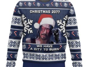 Keanu Reeves Cyberpunk 2077 Ugly Christmas Sweater - Image 1