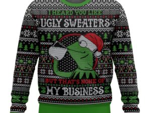 Kermit The Frog None Of My Business Ugly Christmas Sweater - Image 1