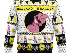 Kid Buu Face Dbz Ugly Christmas Sweater - Image 1