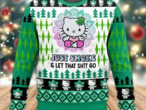 Kitty Smoke Funny Ugly Christmas Sweater - Image 1