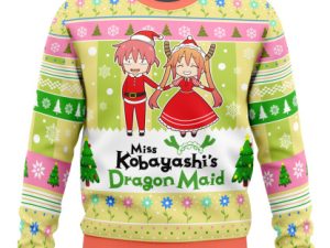 Kobayashi And Tooru Miss Kobayashis Dragon Maid Ugly Christmas Sweater - Image 1