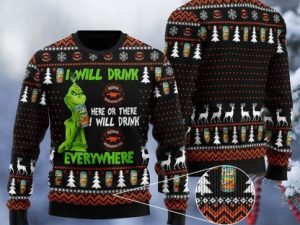 Kona Brewing Grinch Will Drink Everywhere Ugly Christmas Sweater - Image 1