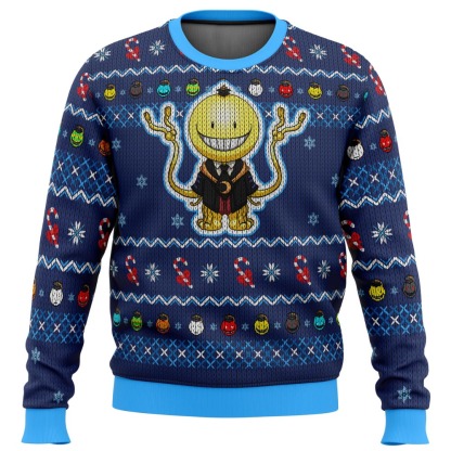 koro sensei tentacles assassination classroom ugly christmas sweater 1 Koro Sensei Tentacles Assassination Classroom Ugly Christmas Sweater - Image 1