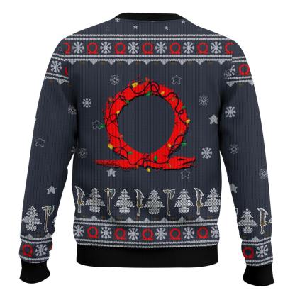 kratos god of war ugly christmas sweater 2 Kratos God Of War Ugly Christmas Sweater - Image 2